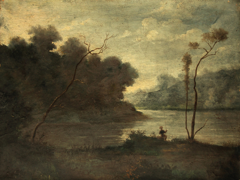 Camille Corot, Paysage de lac , Montefontaine