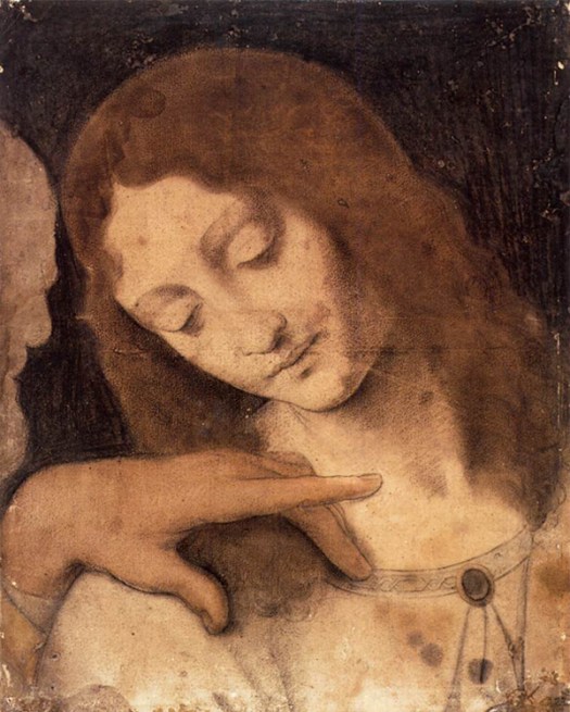 Abbozzo dello studio dell'apostolo Giovanni di Giovanni Antonio Boltraffio, uno dei disegni preparatori per il Cenacolo Vinciano.
