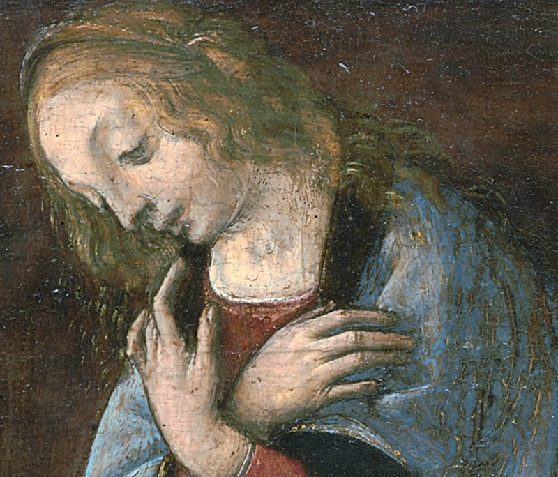 Dettaglio della Vergine nell'Annunciazione 598 Dettaglio del volto della Vergine in Annunciazione 598
