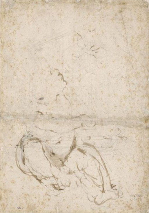 Madonna con Bambino -Leonard de Vinci - Etude de construction architecturale pour une voûte