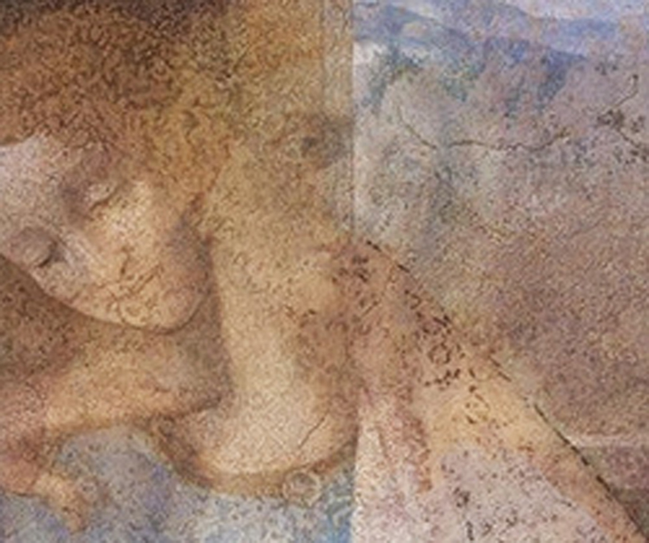 Dettaglio del volto dell'apostolo Giovanni nel Cenacolo Vinciano, dove Leonardo da Vinci inserisce il proprio autoritratto giovanile.