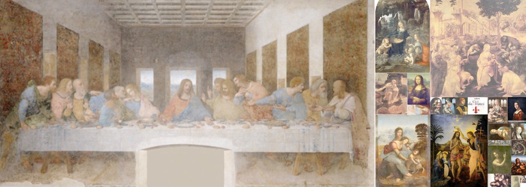 Composizione opere di Leonardo Da Vinci secondo le misure collegate in una unica immagine