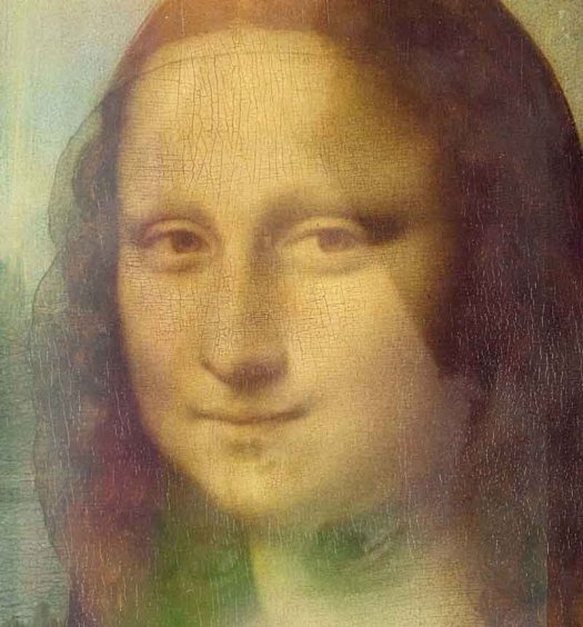 Confronto tra il sorriso enigmatico della Gioconda e le labbra dell’Autoritratto di Leonardo da Vinci, esposto nelle Gallerie Leonardo da Vinci.