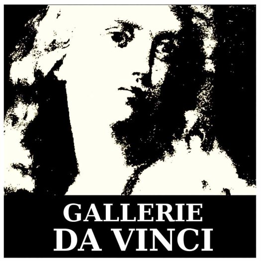 Logo ufficiale Gallerie Da Vinci con autoritratto giovanile di Leonardo da Vinci in bianco e nero